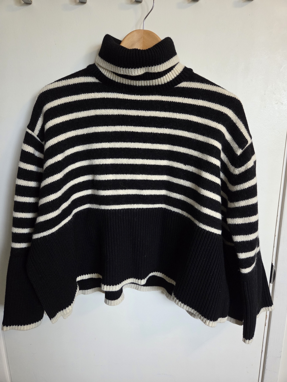 Toteme Black & White Striped Turtleneck Sweater
